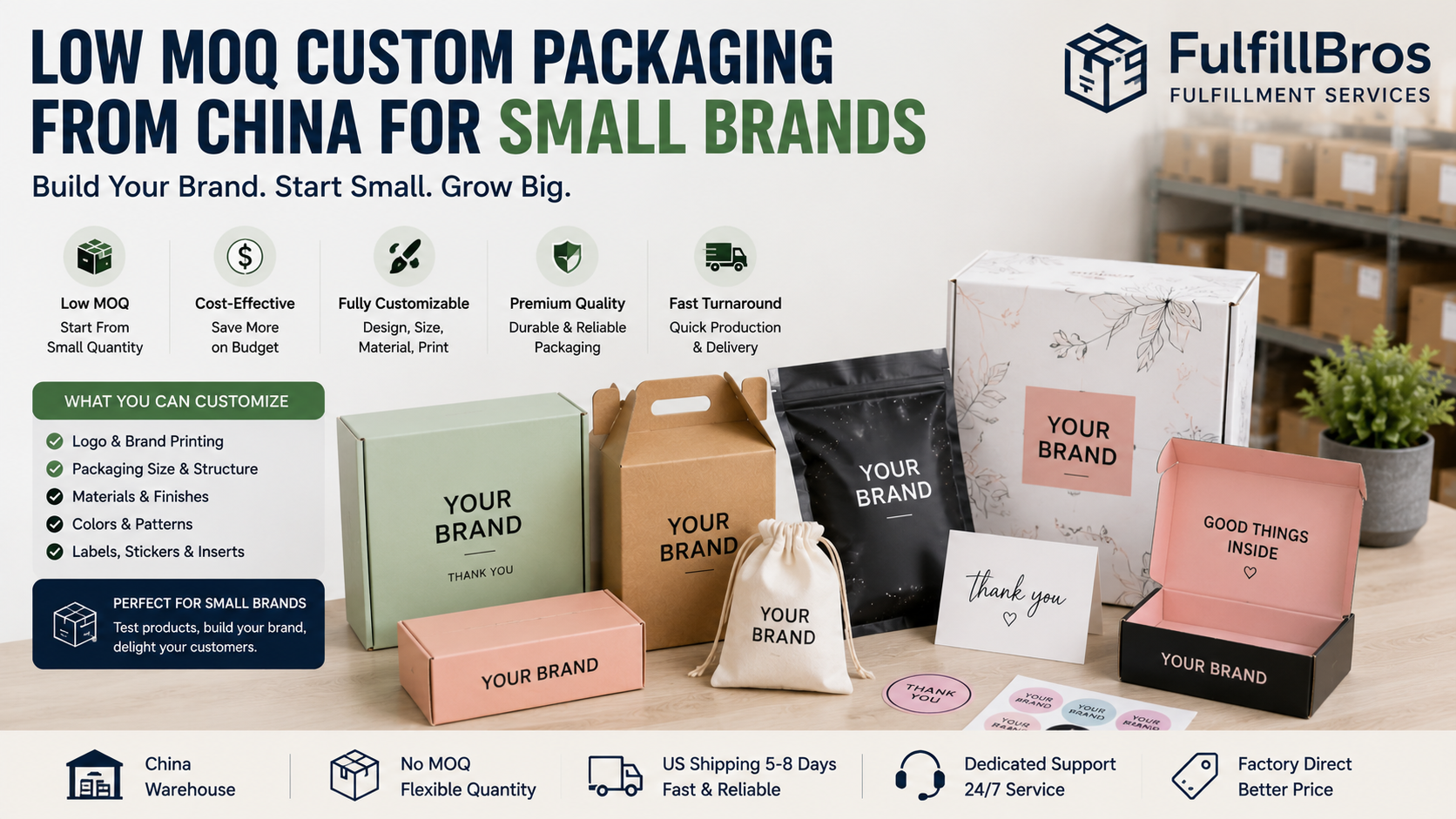 Low MOQ Custom Packaging from China for Small Brands