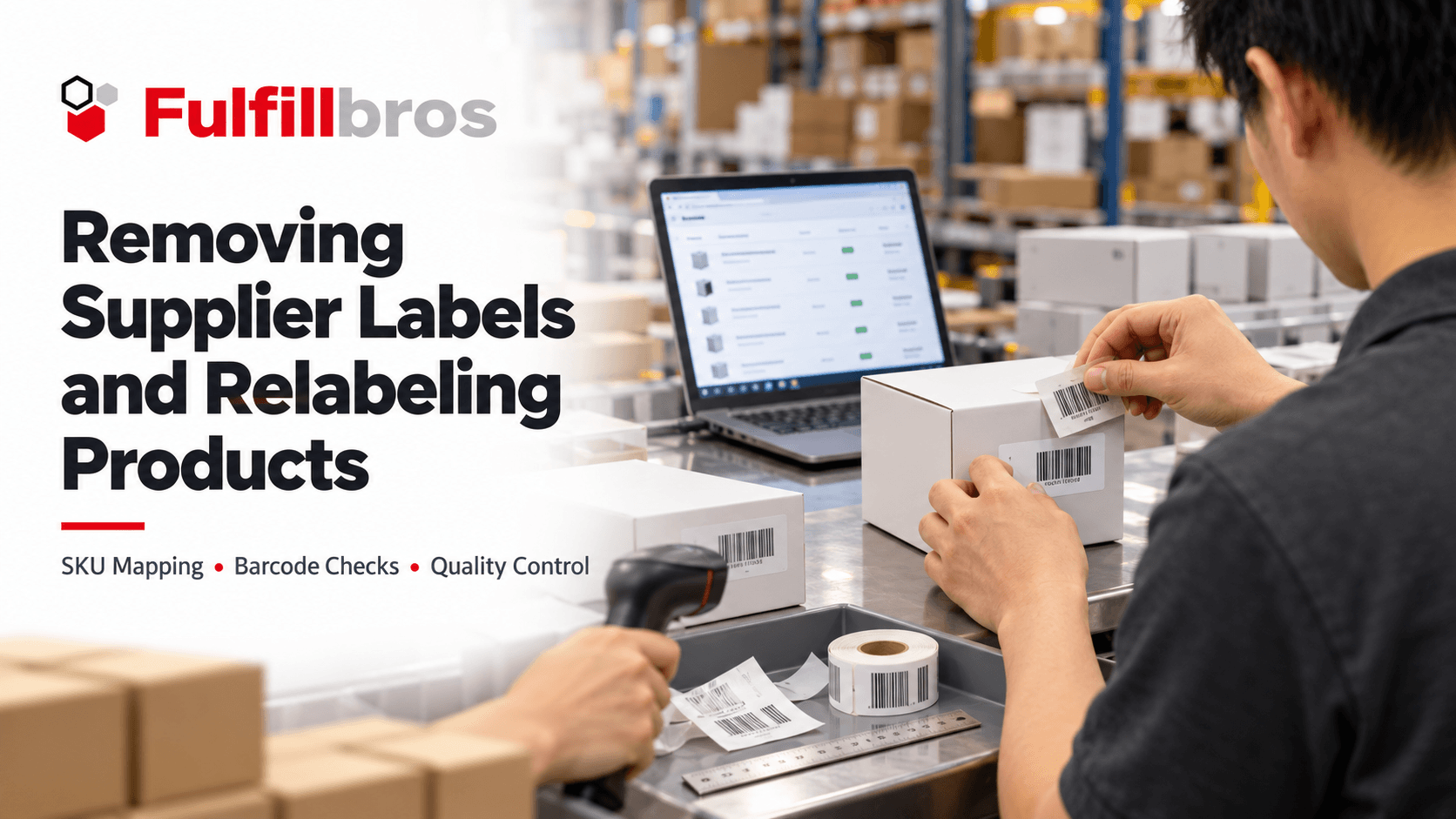 Removing Supplier Labels and Relabeling Products for Ecommerce Fulfillment