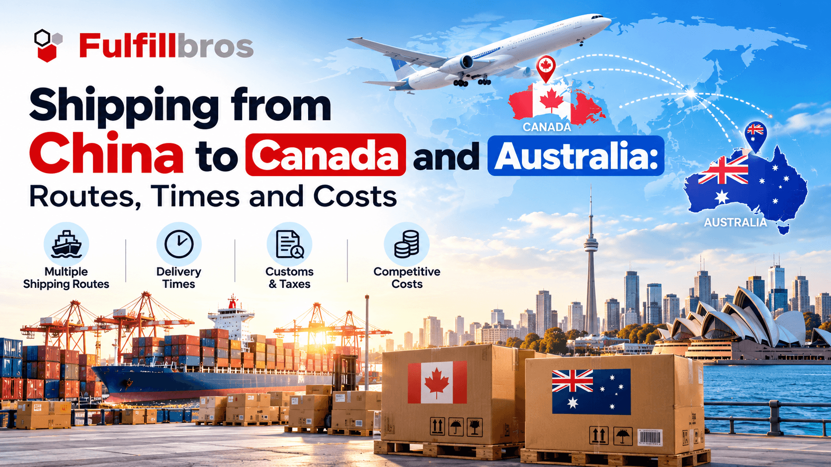 Shipping from China to Canada and Australia: Routes, Times and Costs
